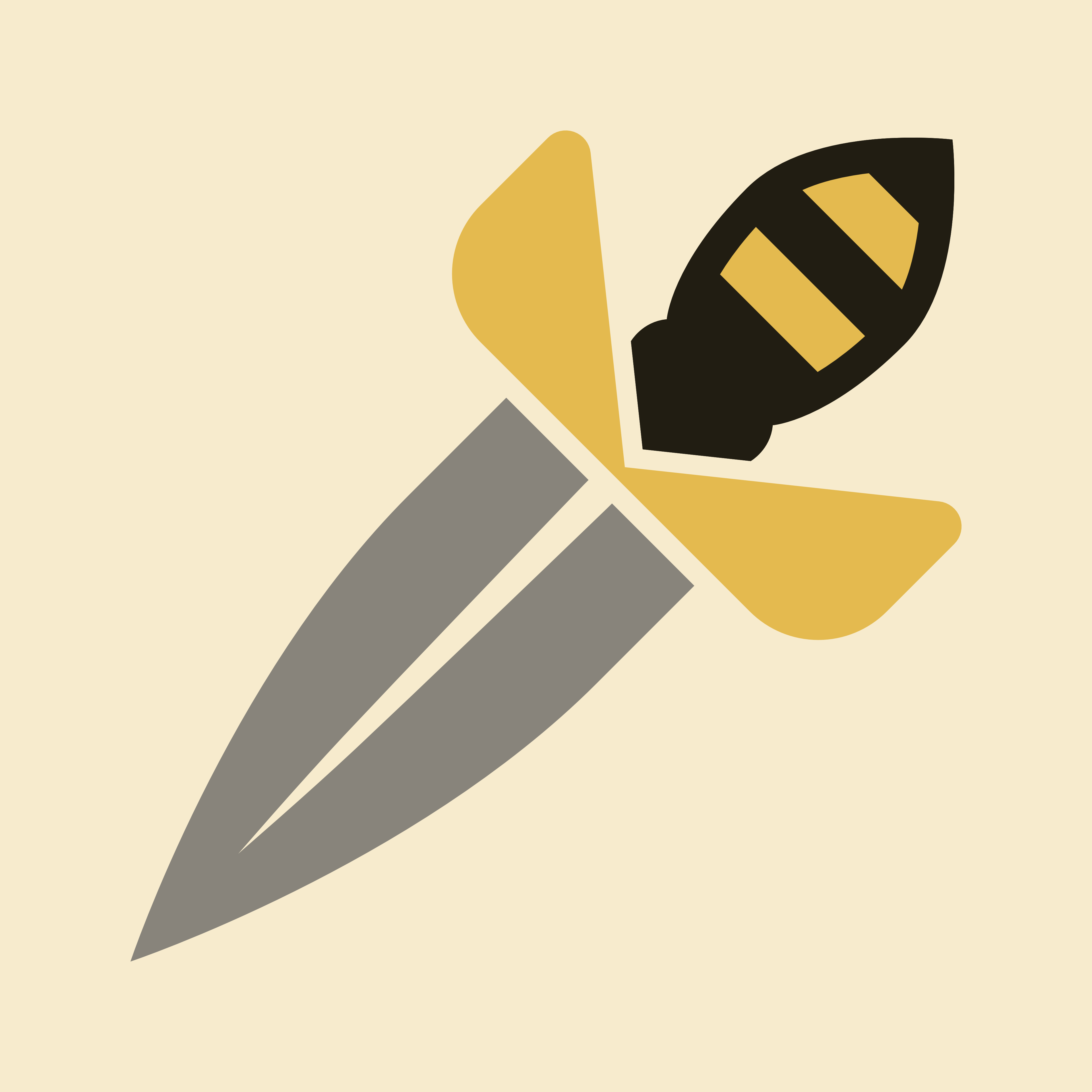 Logo depicting a stylized dagger with a black and yellow hilt shaped like a bee.